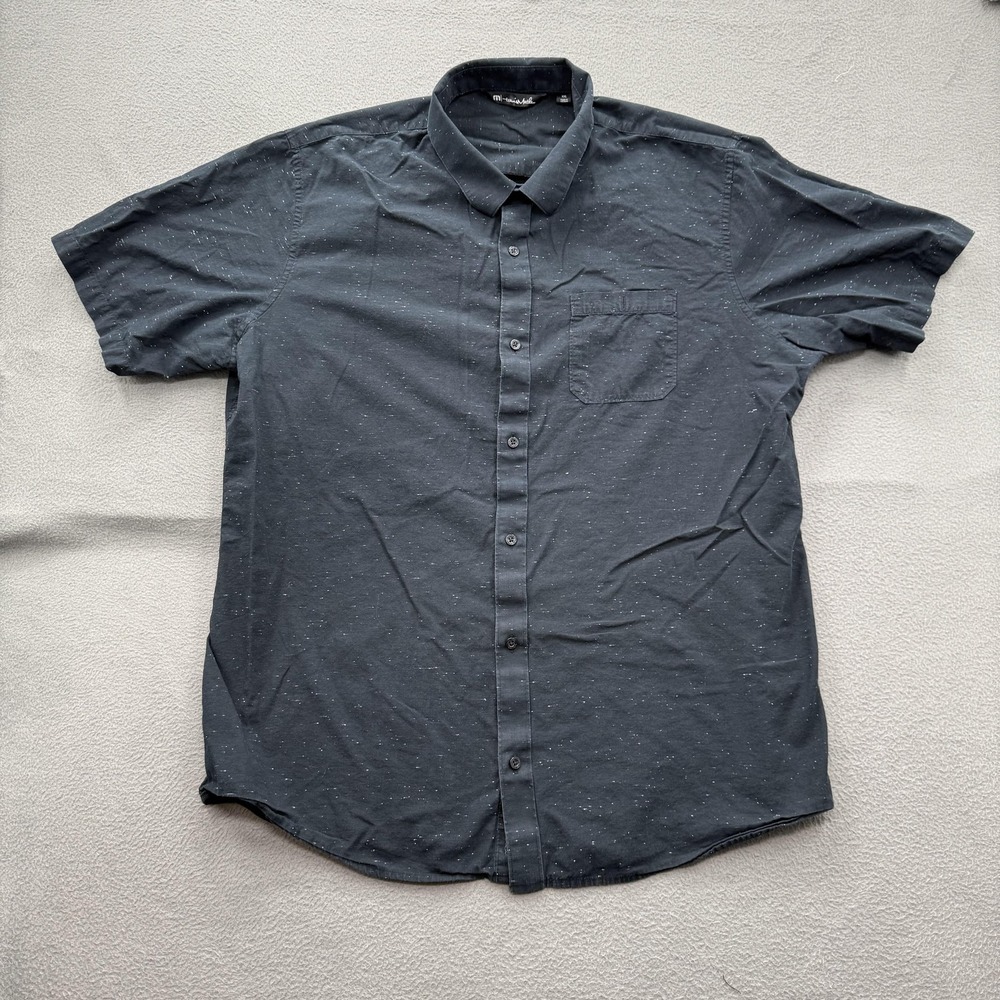 Travis Mathew Shirt Mens 2XL Black Speckled Cotton Short Sleeve Casual.